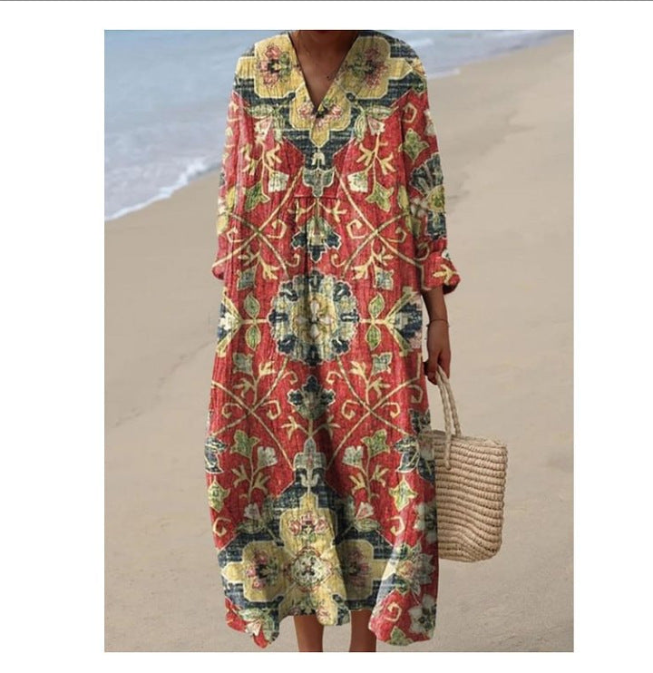 Marie™ | Printed round neck dress