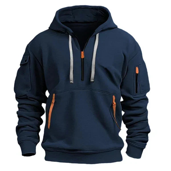 Sweat à capuche utilitaire homme à demi-fermeture éclair