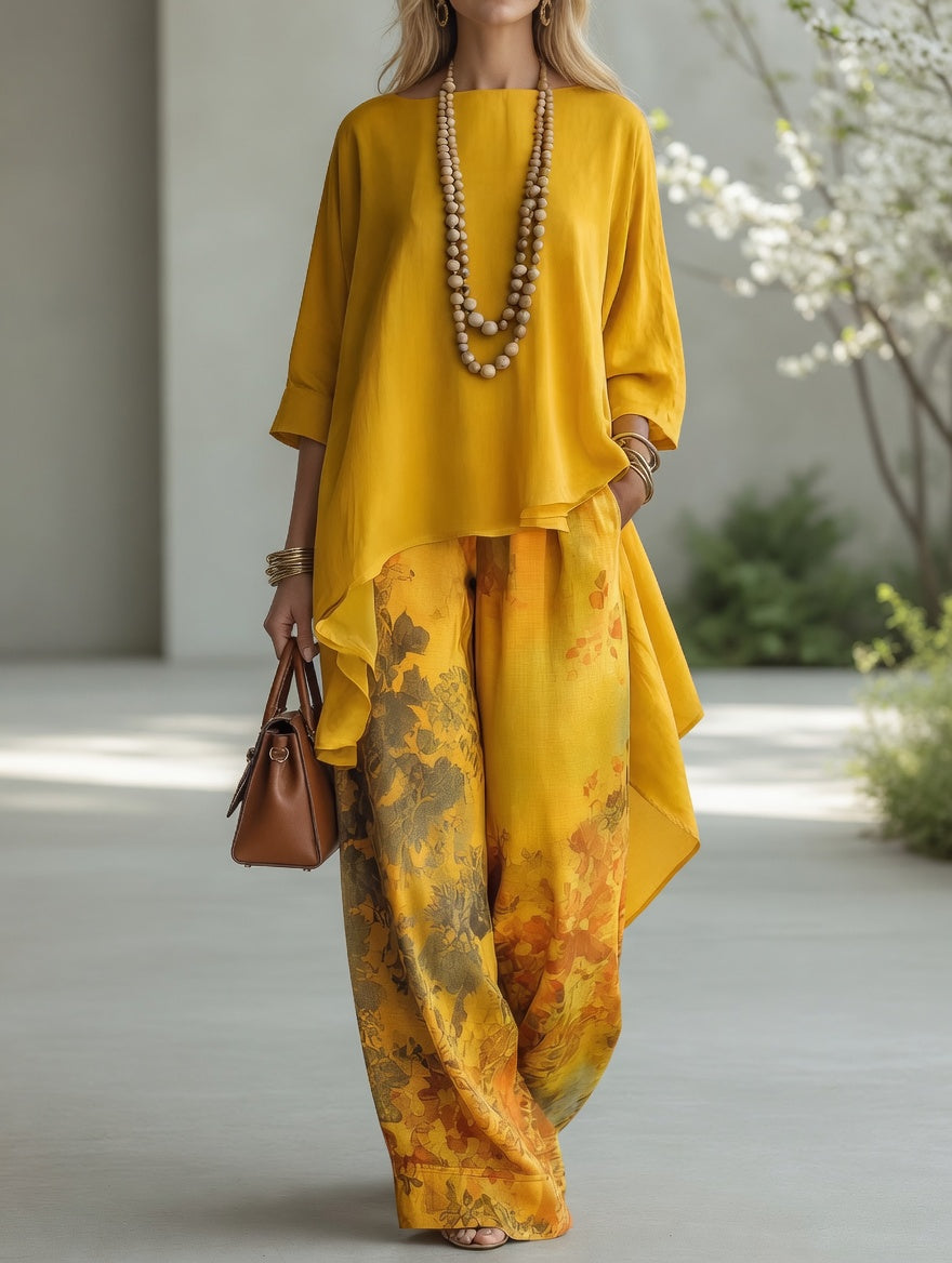 Luna | Ensemble tunique et pantalon large à motif floral