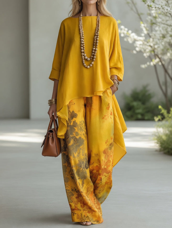 Luna | Ensemble tunique et pantalon large à motif floral