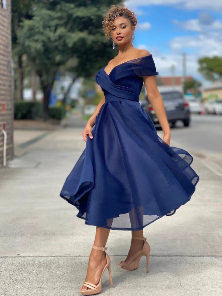Elegant off-shoulder bridesmaid dress
