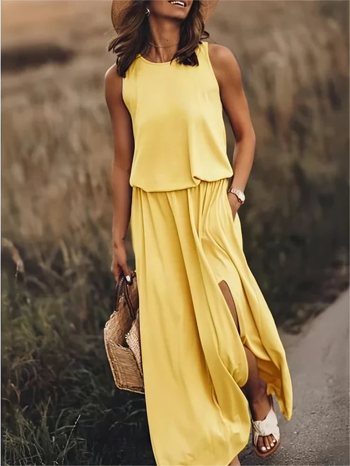 Sleeveless Maxi Dress With Side Slit