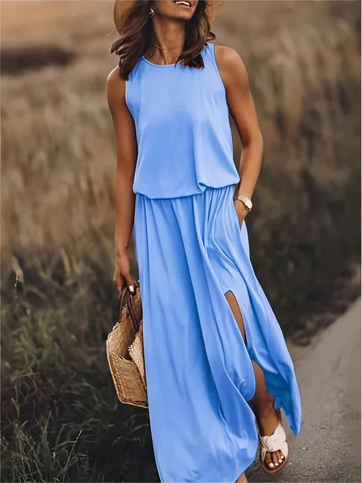 Sleeveless Maxi Dress With Side Slit