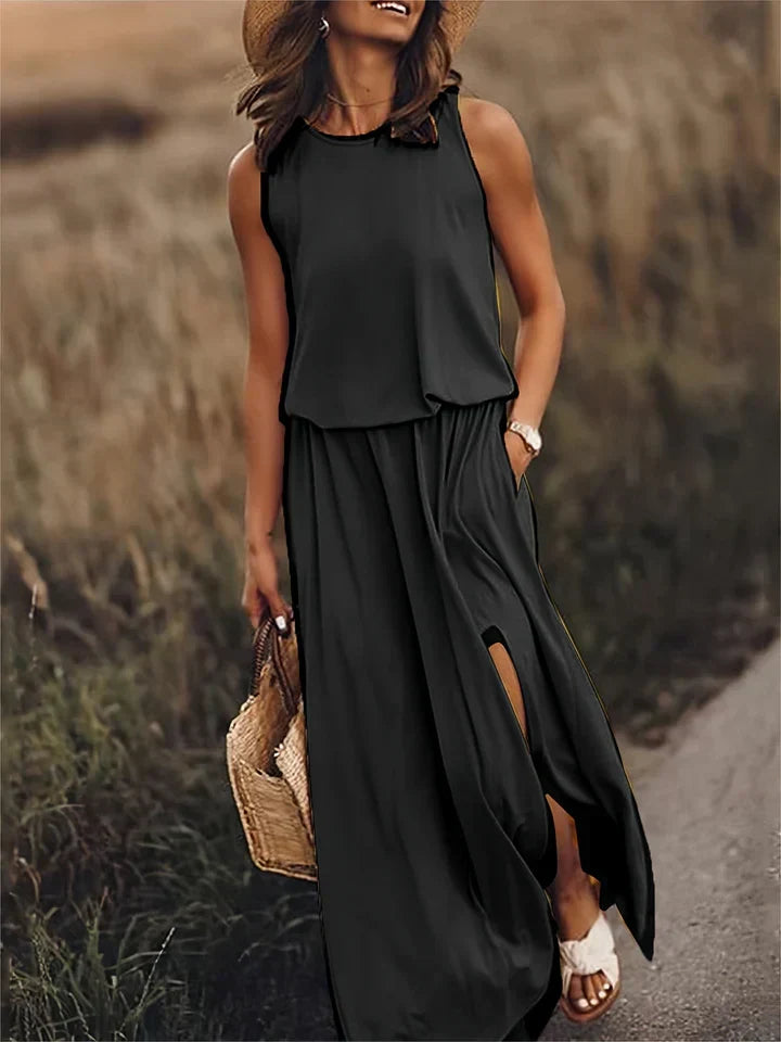 Sleeveless Maxi Dress With Side Slit