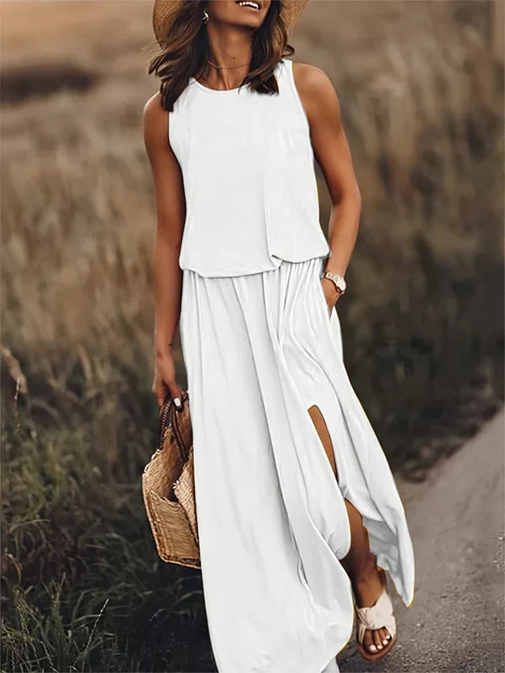 Sleeveless Maxi Dress With Side Slit
