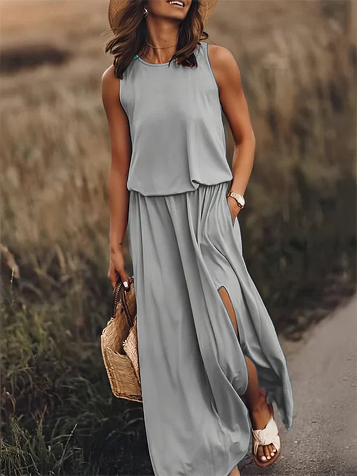 Sleeveless Maxi Dress With Side Slit