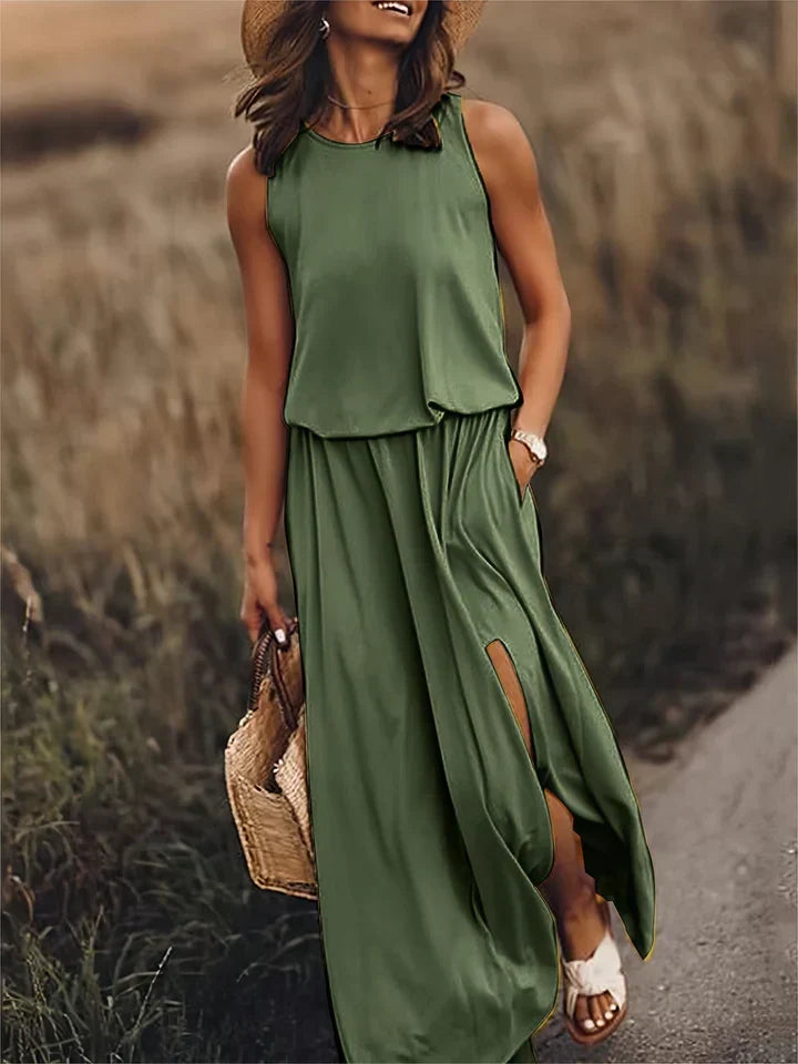 Sleeveless Maxi Dress With Side Slit
