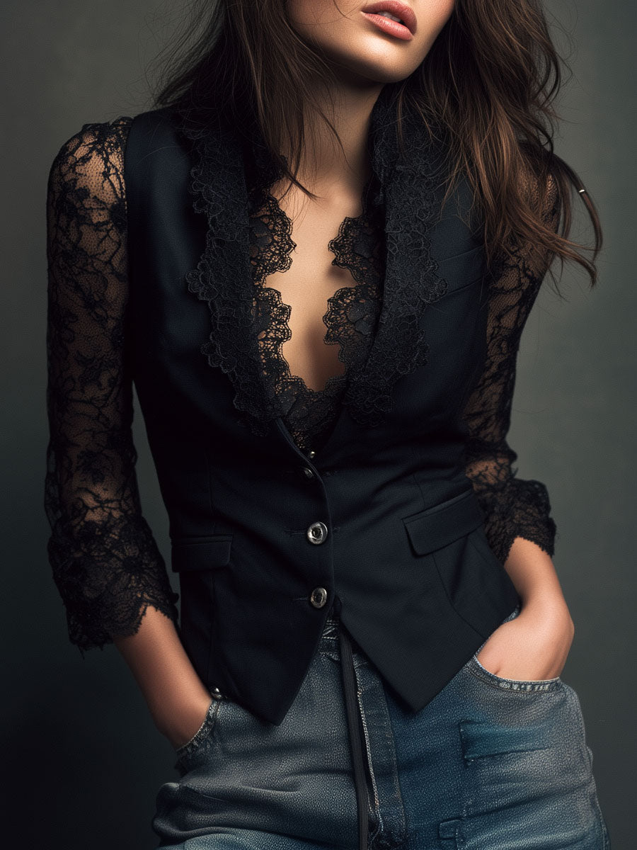 Sophie | Chaqueta entallada con mangas de encaje