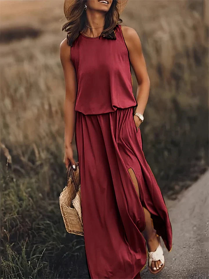 Sleeveless Maxi Dress With Side Slit
