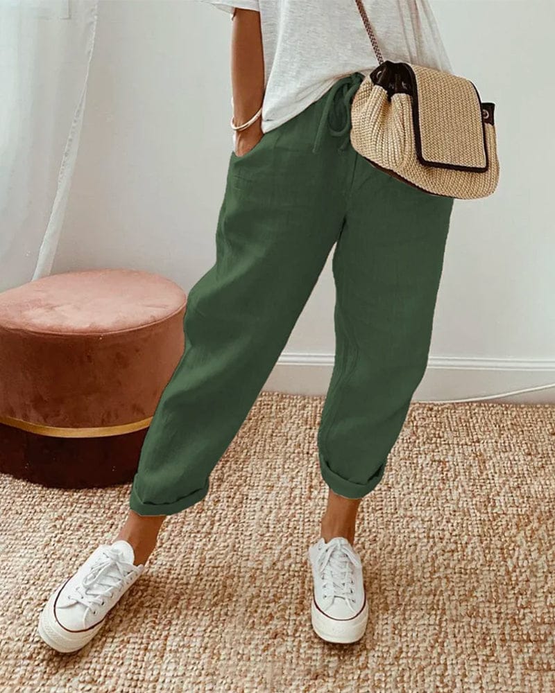 Pantaloni in lino casual ed eleganti, traspiranti