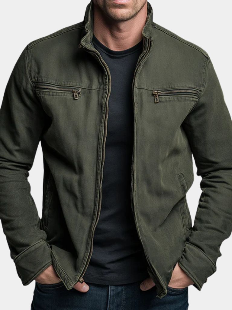 Valmont | Olivgrüne Feldjacke mit Stehkragen