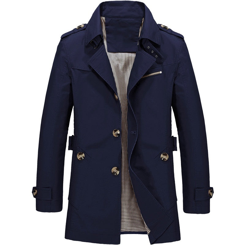 Herren-Trenchcoat mit zweireihiger Knopfleiste und Reißverschluss