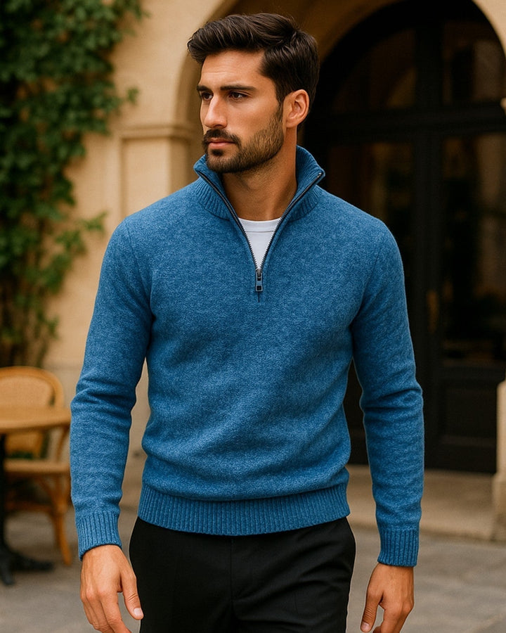 Herrenpullover mit strukturierter Halbzipper-Front | Leichtes Polyester und zeitgemäßer Stil