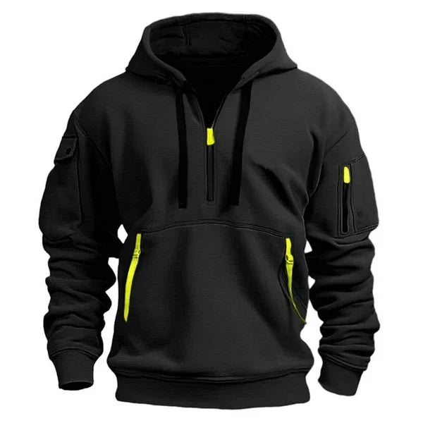 Sweat à capuche utilitaire homme à demi-fermeture éclair