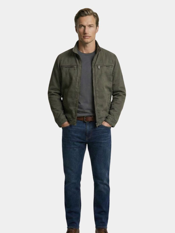 Valmont | Olivgrüne Feldjacke mit Stehkragen