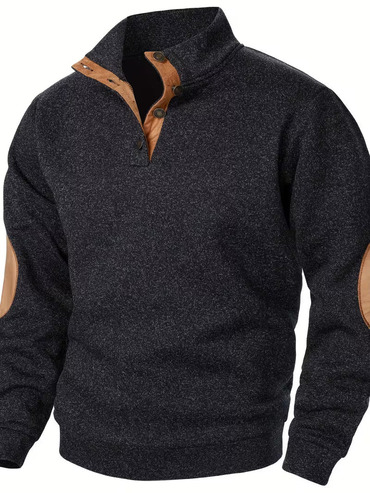 Sweatshirt met hoge kraag en knoopsluiting bij de hals