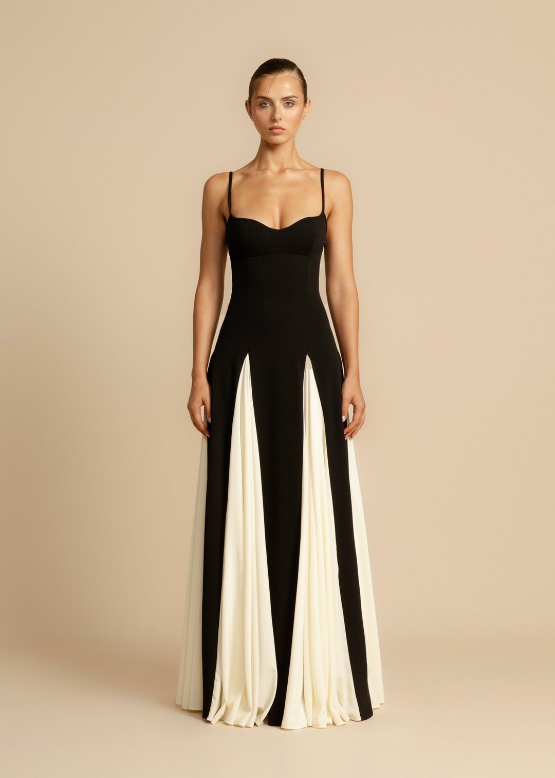 Spaghetti Strap Color Block Maxi Dress