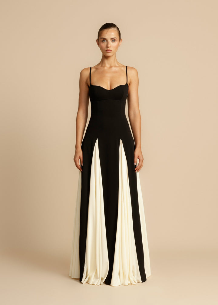 Spaghetti Strap Color Block Maxi Dress