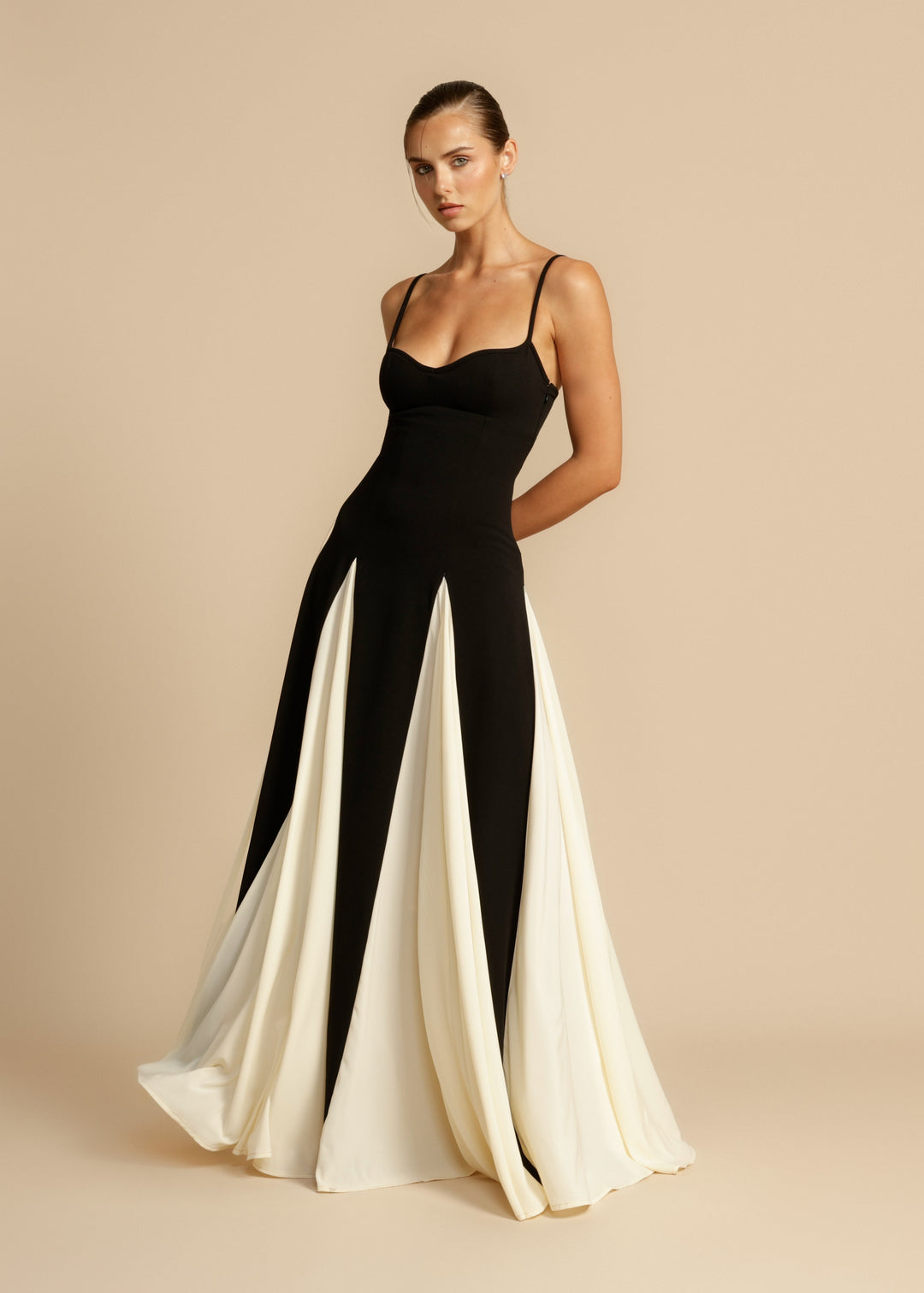 Spaghetti Strap Color Block Maxi Dress