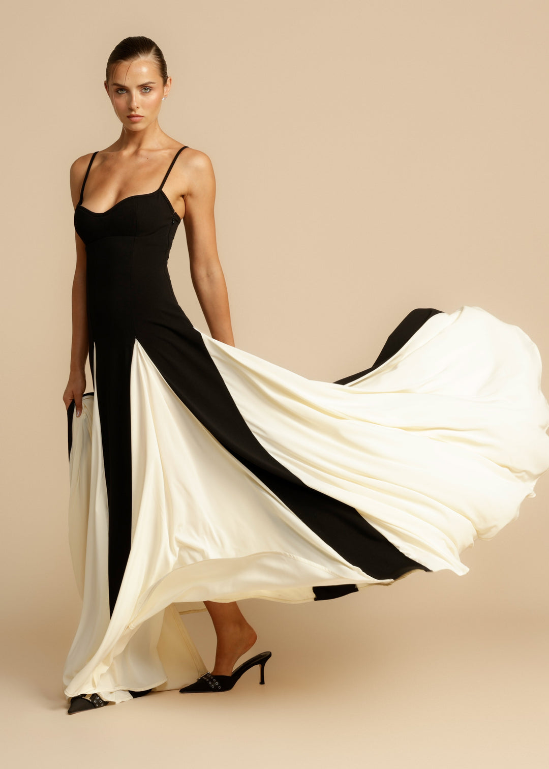 Spaghetti Strap Color Block Maxi Dress