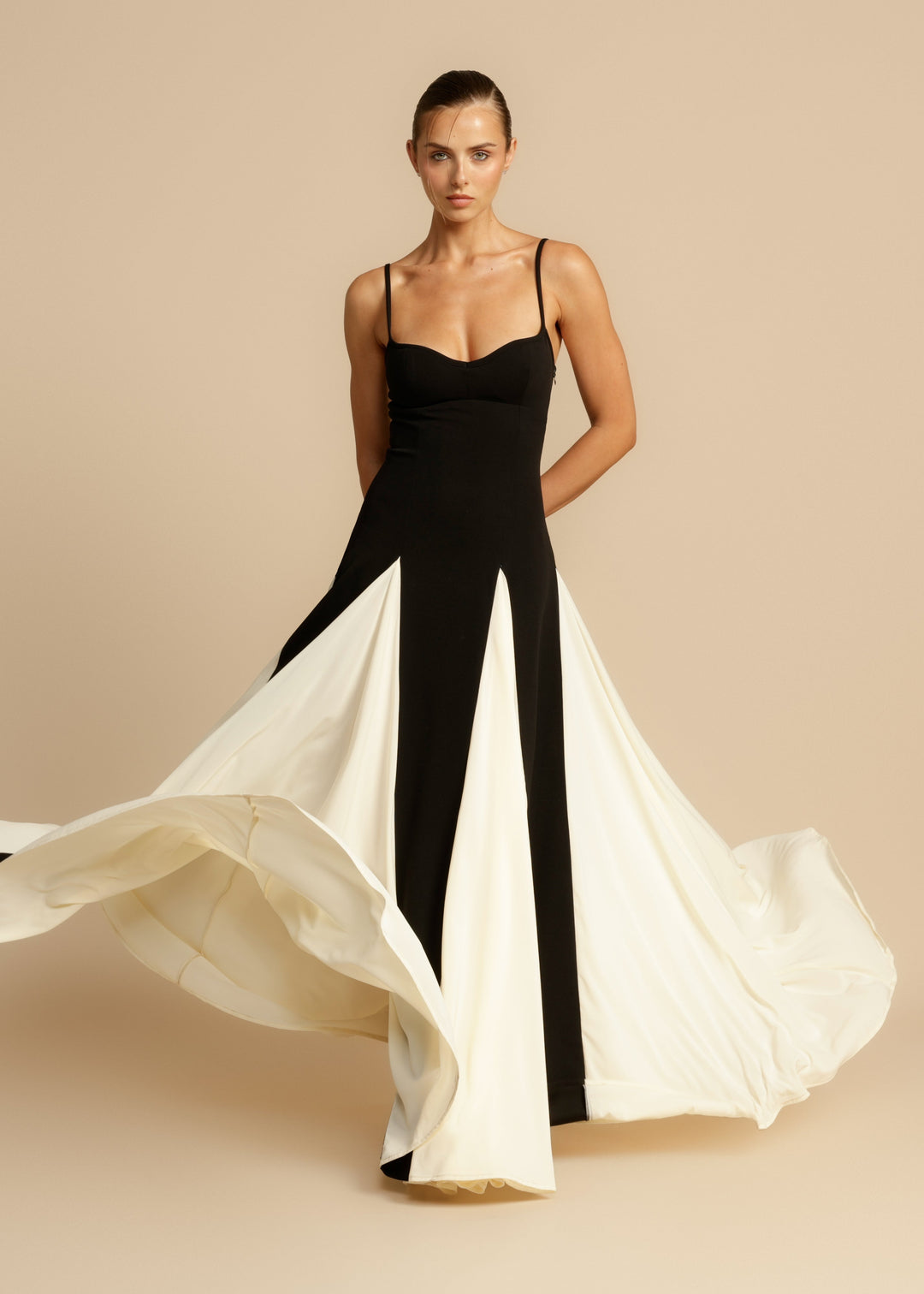 Spaghetti Strap Color Block Maxi Dress