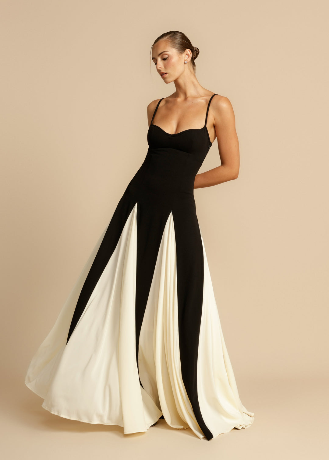 Spaghetti Strap Color Block Maxi Dress