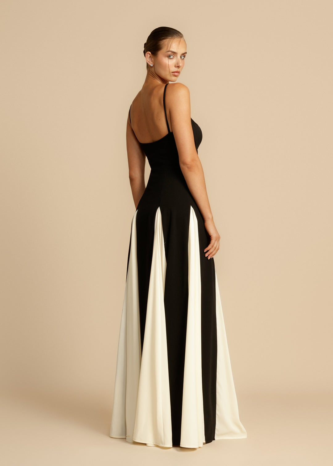 Spaghetti Strap Color Block Maxi Dress