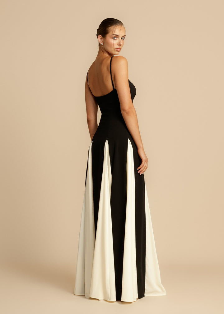 Spaghetti Strap Color Block Maxi Dress