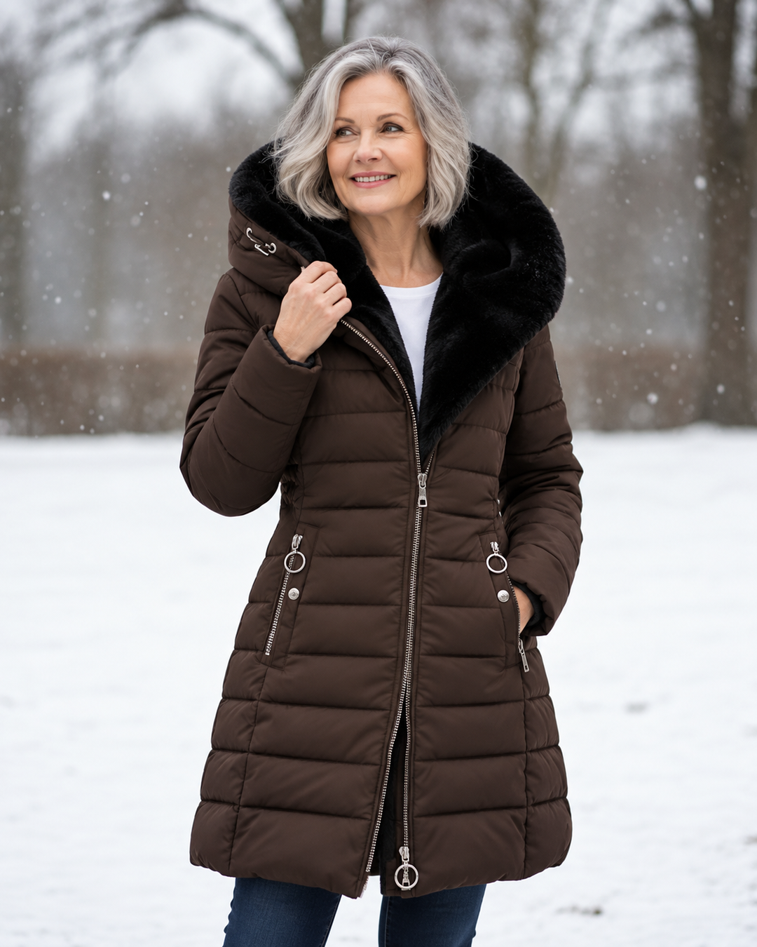 Aveline | Cappotto trapuntato con cappuccio e zip ad anello