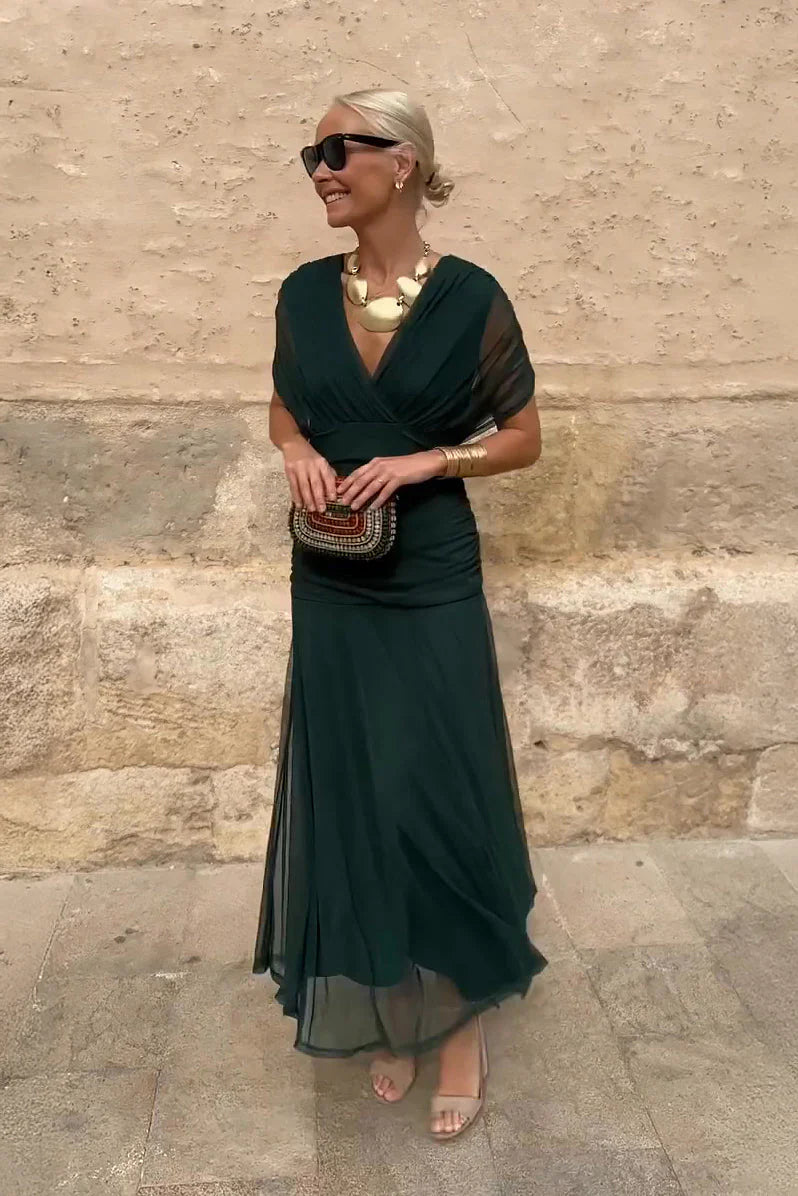 Elegante abito lungo da sera con scollo a V