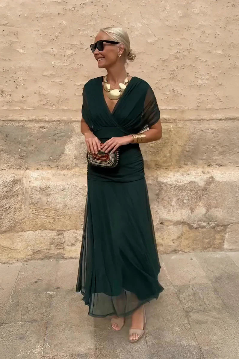 ALMA - VESTIDO LARGO CON CUELLO EN V