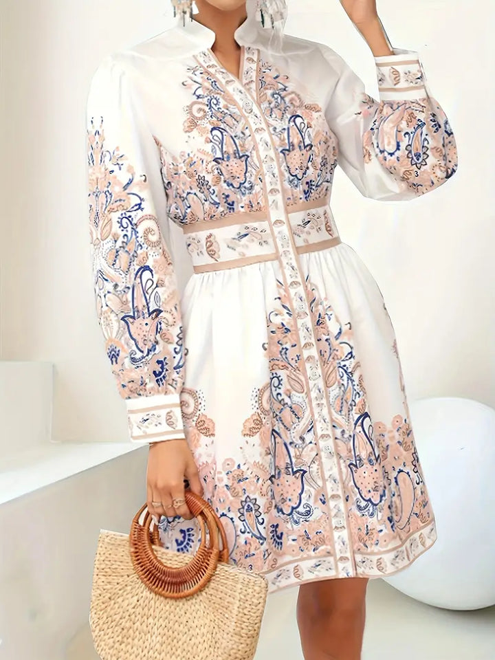 EB - Holiday maxi dress with V-neck and long sleeves in a floral pattern