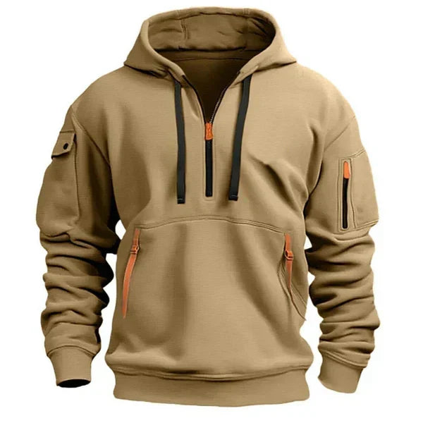 Sweat à capuche utilitaire homme à demi-fermeture éclair