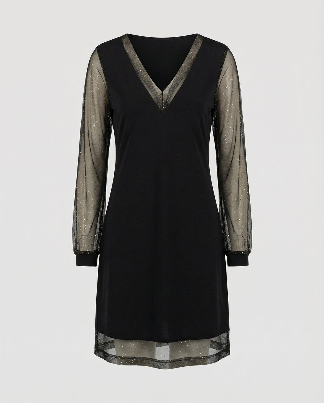 V-Neck Sheer Sleeve Evening Dress
