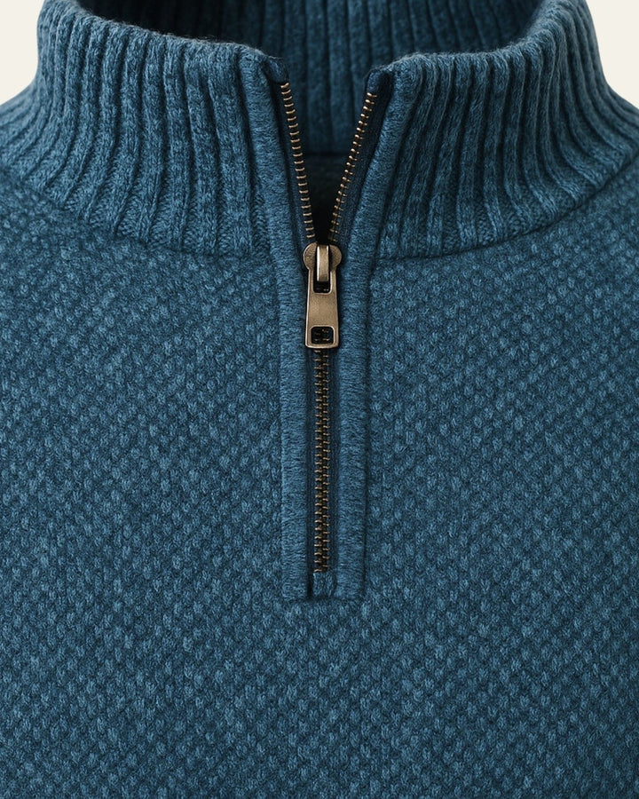 Herrenpullover mit strukturierter Halbzipper-Front | Leichtes Polyester und zeitgemäßer Stil