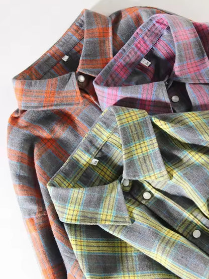 LEANDRA™|CAMICIA A QUADRI OVERSIZE VINTAGE