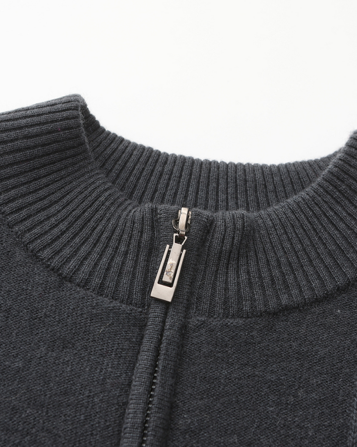 Kaschmirpullover mit halbem Reißverschluss | Premium-Komfort