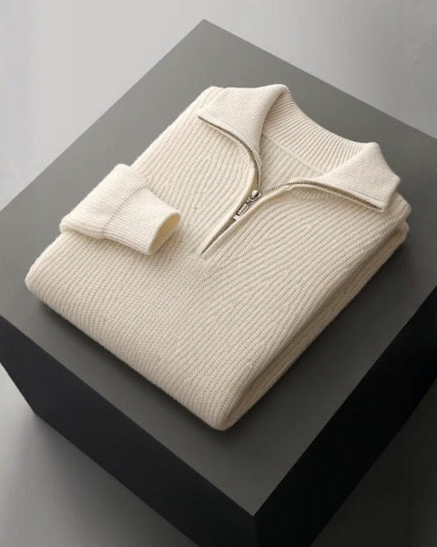 Camisola de lã Merino com fecho para homem | Calor natural e requinte alpino para visuais versáteis
