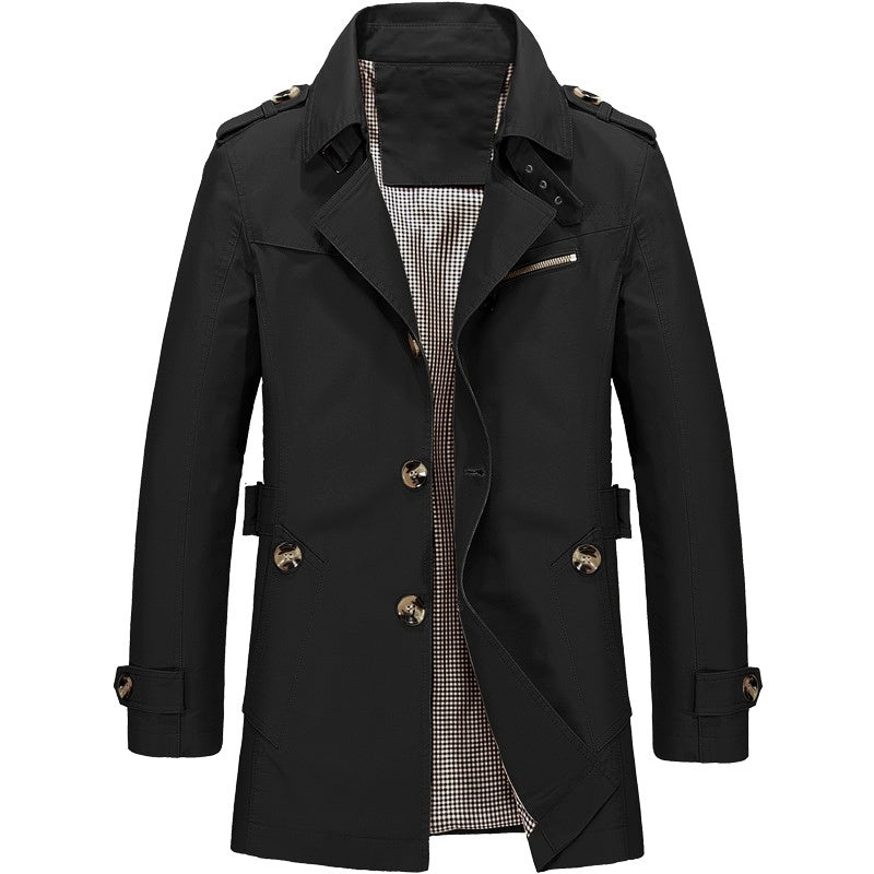 Herren-Trenchcoat mit zweireihiger Knopfleiste und Reißverschluss
