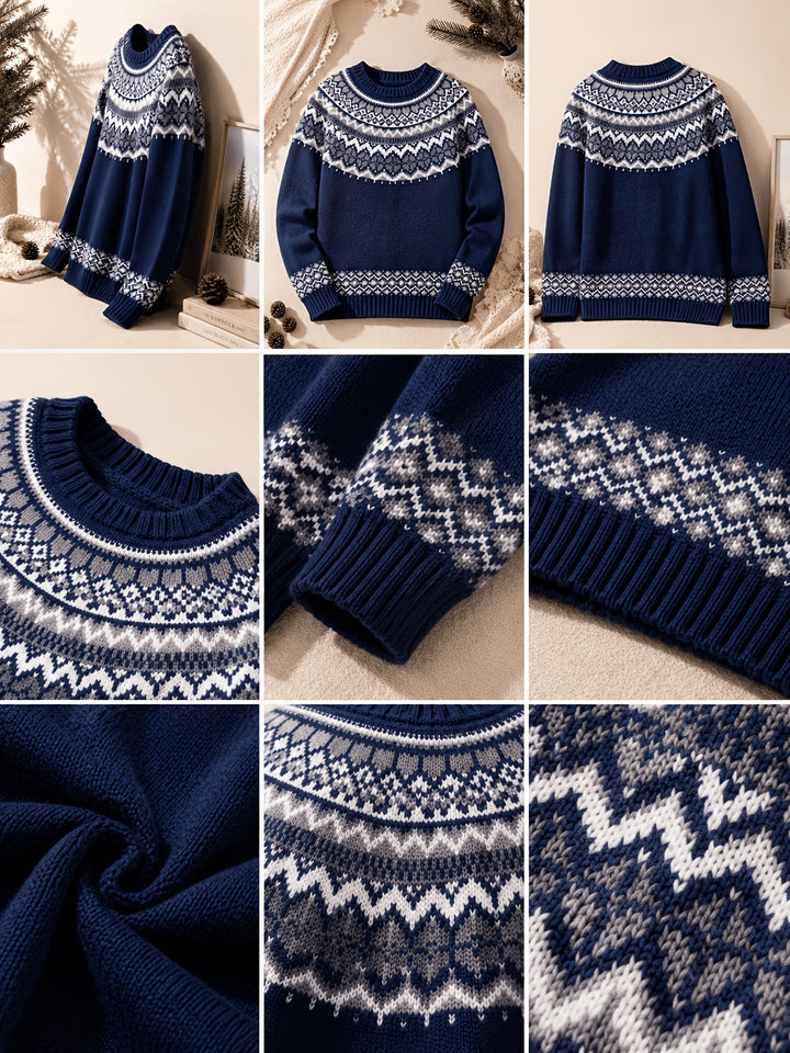 Ines | Maglione blu lavorato a maglia