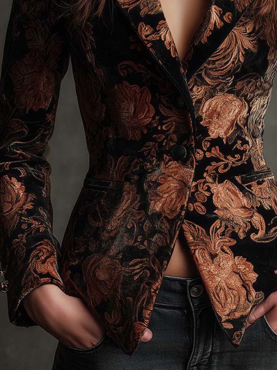 Laure | Blazer de terciopelo con motivos florales ornamentales