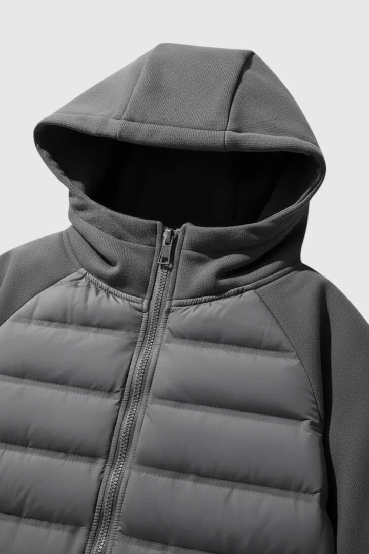 Giacca da uomo con cappuccio grigio antracite | Vestibilità ampia e leggera imbottitura