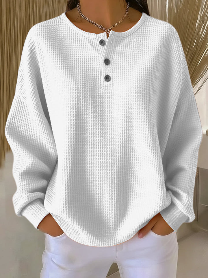 Miranda | Embossed Henley Sweatshirt