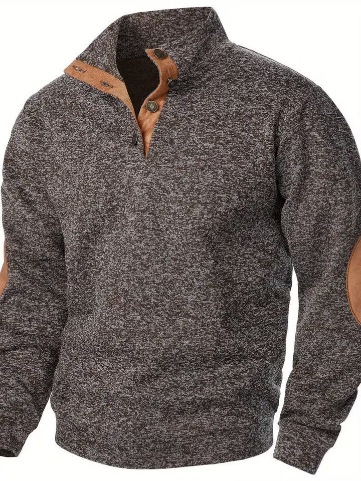 Sweatshirt met hoge kraag en knoopsluiting bij de hals