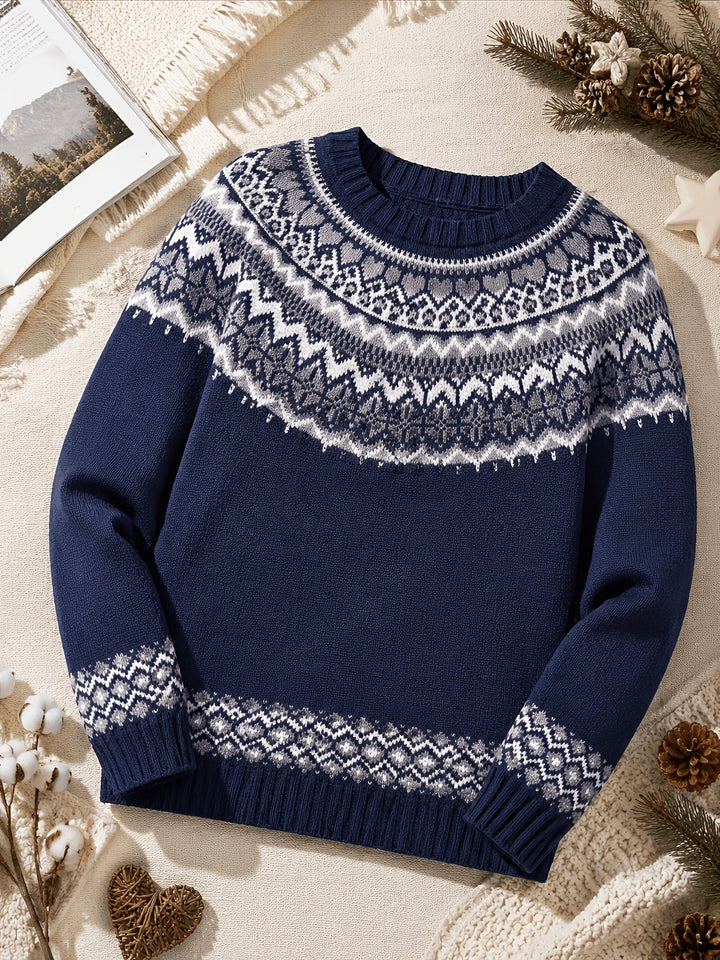Ines | Maglione blu lavorato a maglia