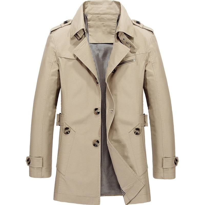 Herren-Trenchcoat mit zweireihiger Knopfleiste und Reißverschluss