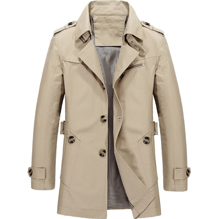 Herren-Trenchcoat mit zweireihiger Knopfleiste und Reißverschluss