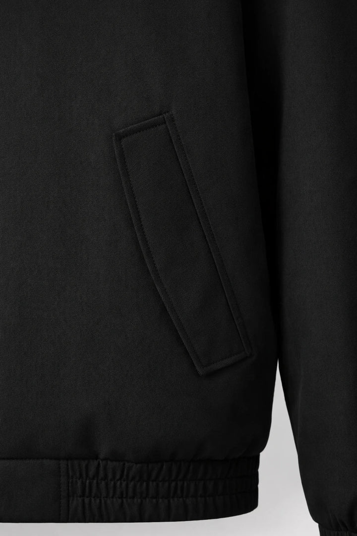 Giacca utility corta nera da uomo | Colletto in velluto e stile casual