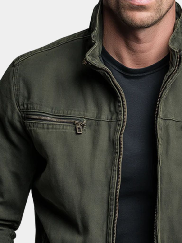 Valmont | Olivgrüne Feldjacke mit Stehkragen