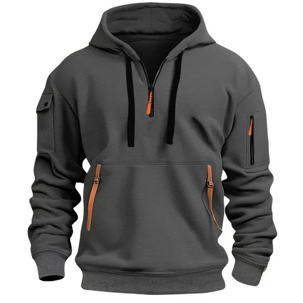 Sweat à capuche utilitaire homme à demi-fermeture éclair